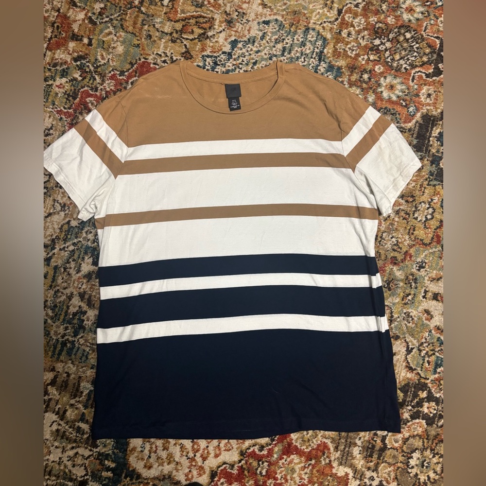 H&M Crewneck Short Sleeve Multicolor Striped Pullover T-Shirt Men's